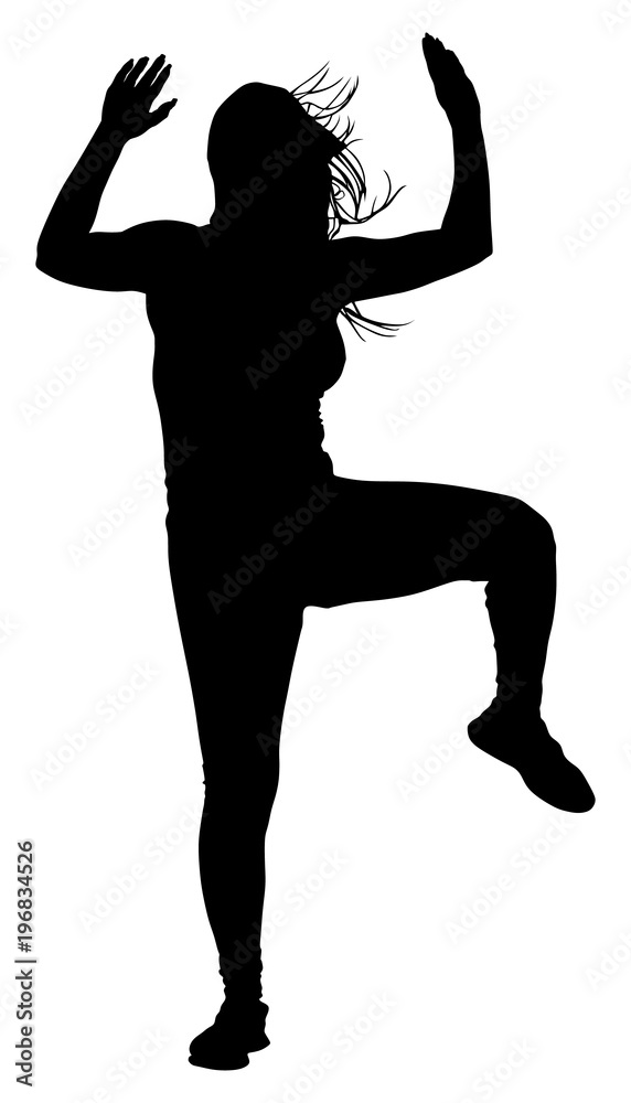 Modern style dancer vector silhouette illustration isolated on white background. Woman ballet performer. Sexy hip hop lady. 