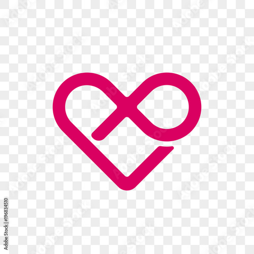 Heart logo vector infinity loop icon. Isolated modern heart symbol for cardiology medical center or charity, Valentine love or wedding greeting card fashion design for web social net application
