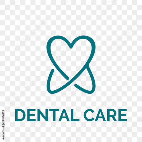 Tooth logo icon for dentist or stomatology dental care design template. Vector isolated line white and blue shine tooth symbol for dentistry clinic or dentist medical center and toothpaste package photo