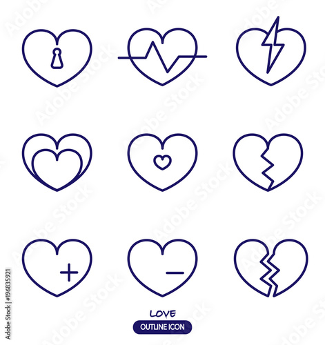 Vector heart icon set