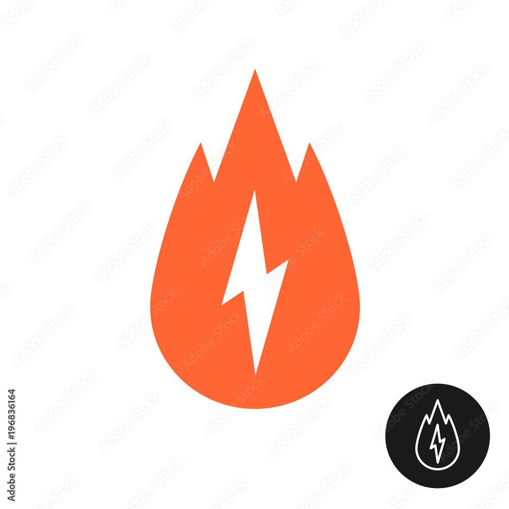 Calorie burn icon with fire and lightning bolt. Calorie burn icon with fire and lightning bolt.