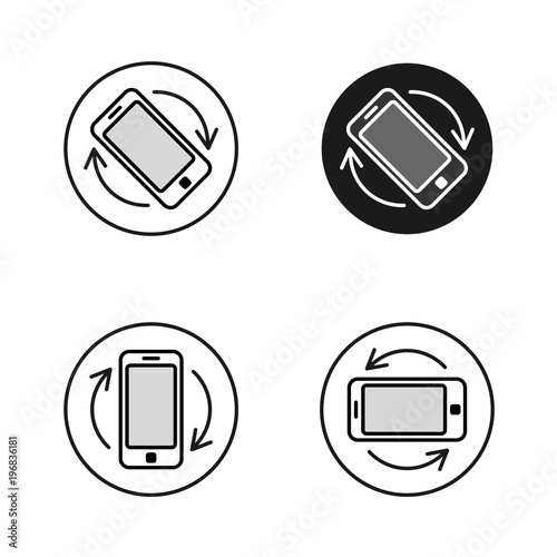 Phone rotate symbols set. Smartphone rotation icon