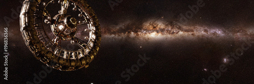 space station and the beautiful Milky Way galaxy © dottedyeti