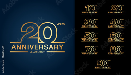 Fotografia, Obraz Set of anniversary logotype