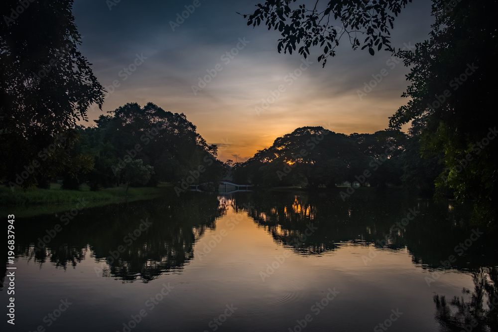 Sunrise by a lake, Ayutthaya