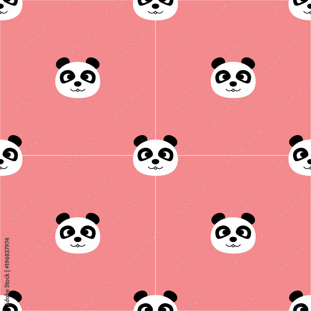 Fototapeta premium Seamless pattern cute panda on pink background