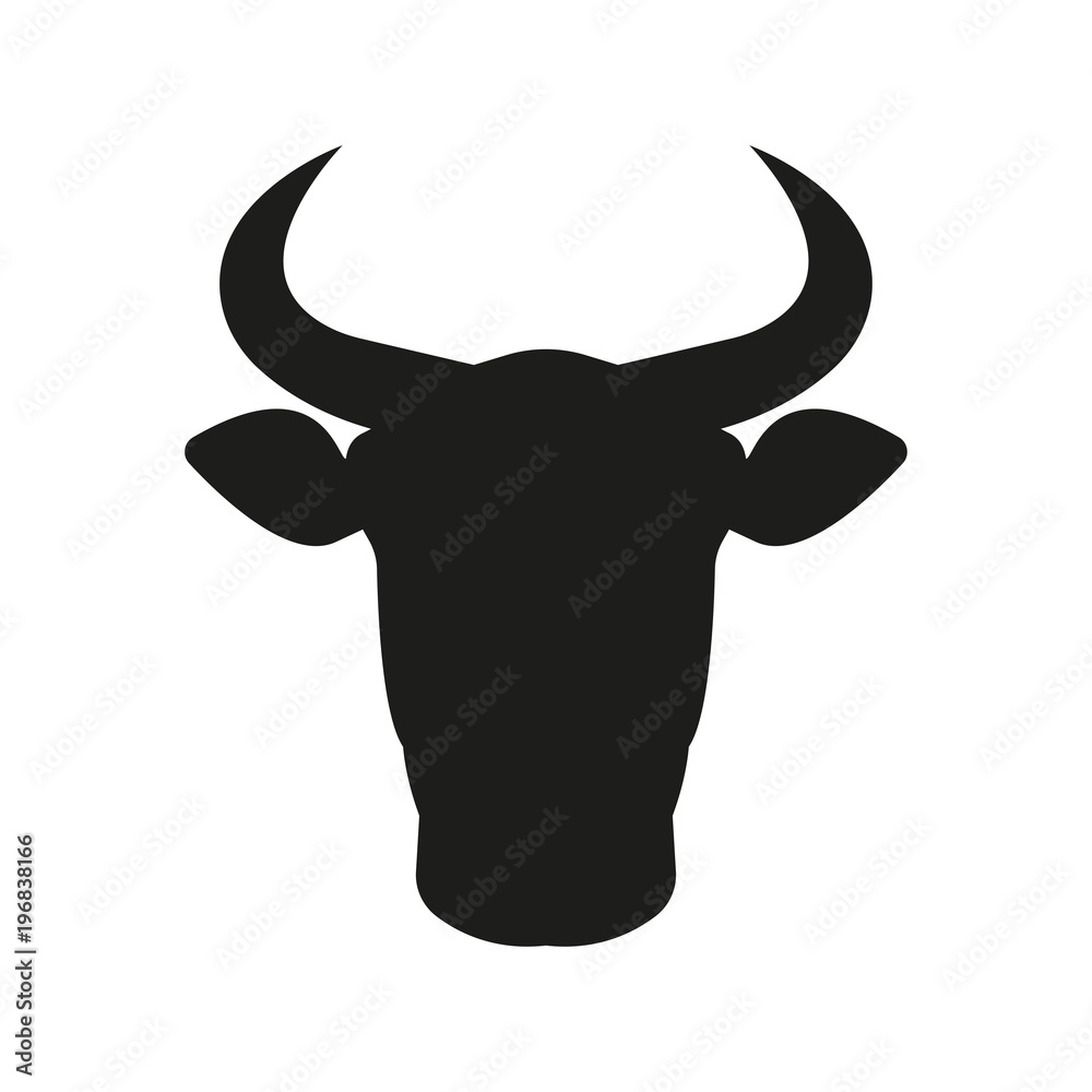 Bull icon. Cow or bull head silhouette with horns. Vector illustration.  Stock Vector | Adobe Stock