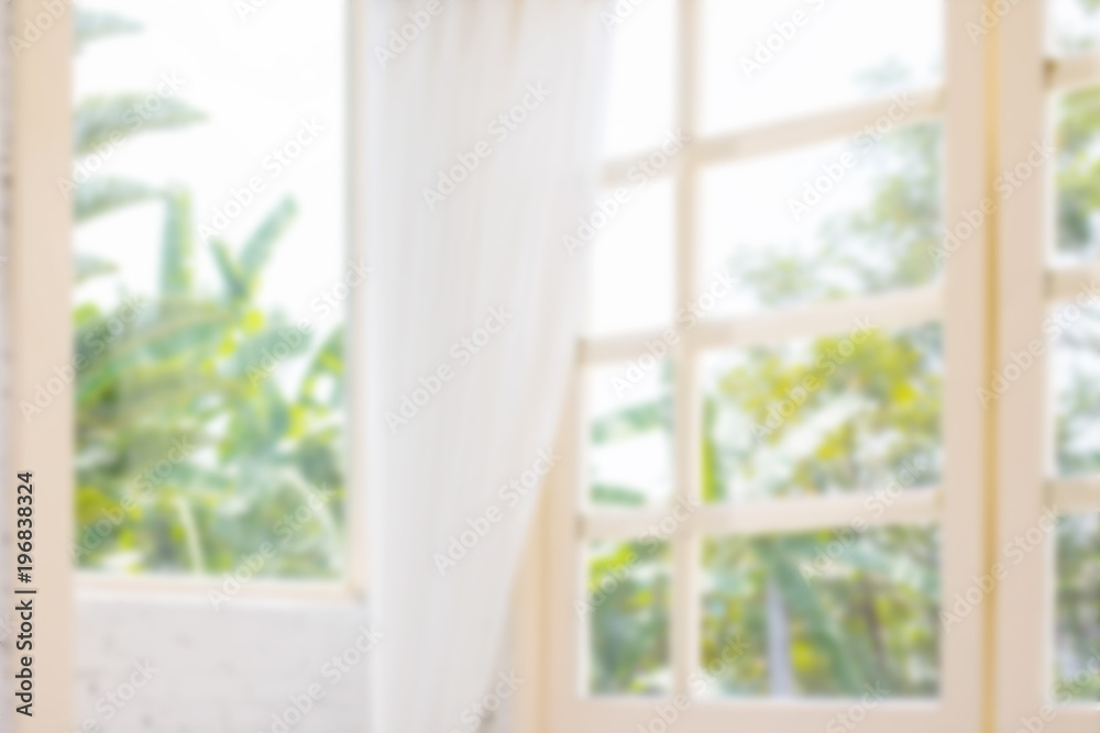 Defocused window background with white curtains in morning time. Defocused window background with white curtains in morning time.