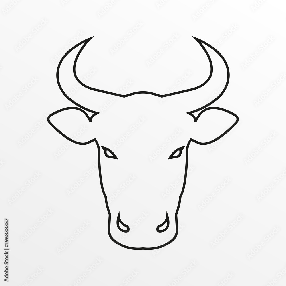 Bull icon. Cow or bull head with horns outline symbol. Vector illustration.  vector de Stock | Adobe Stock