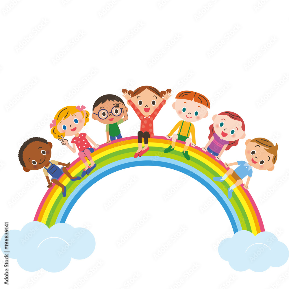 虹に座る子供達