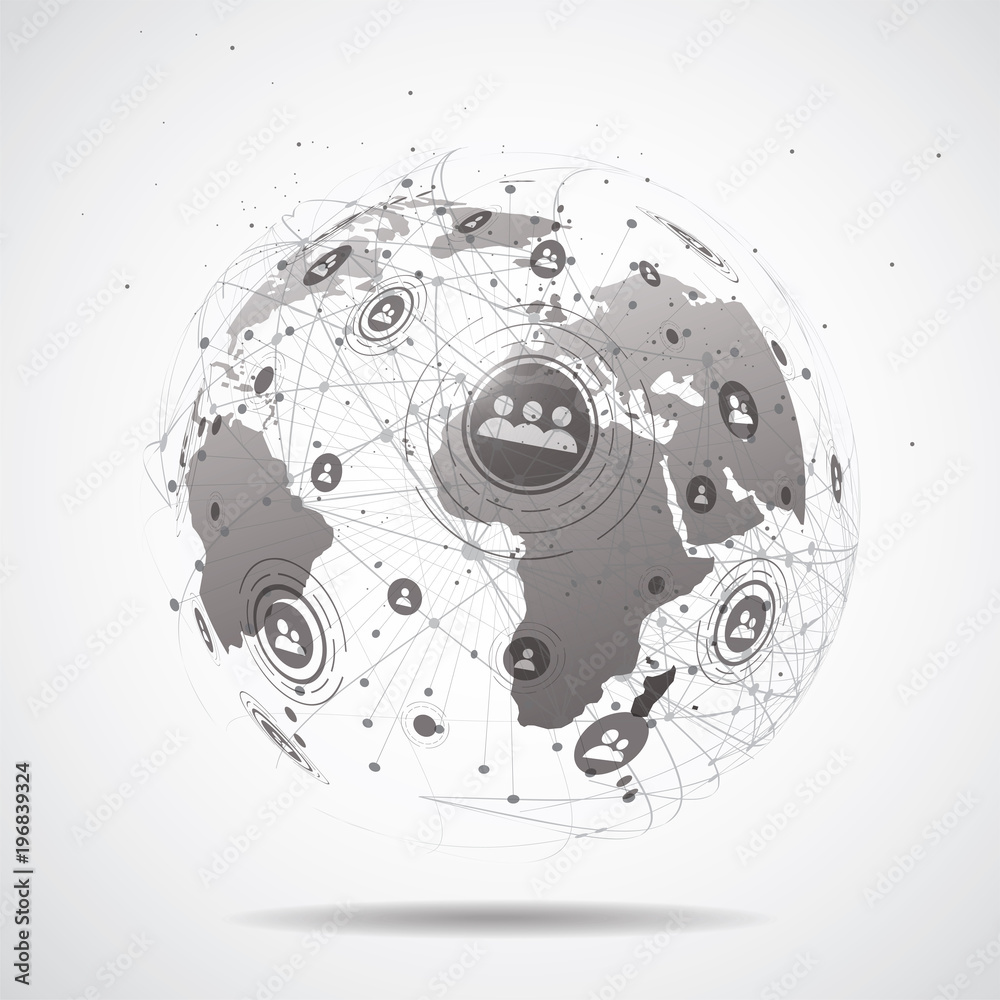 Obraz premium Global network connection. World map point and line composition concept of global business. Vector Illustration