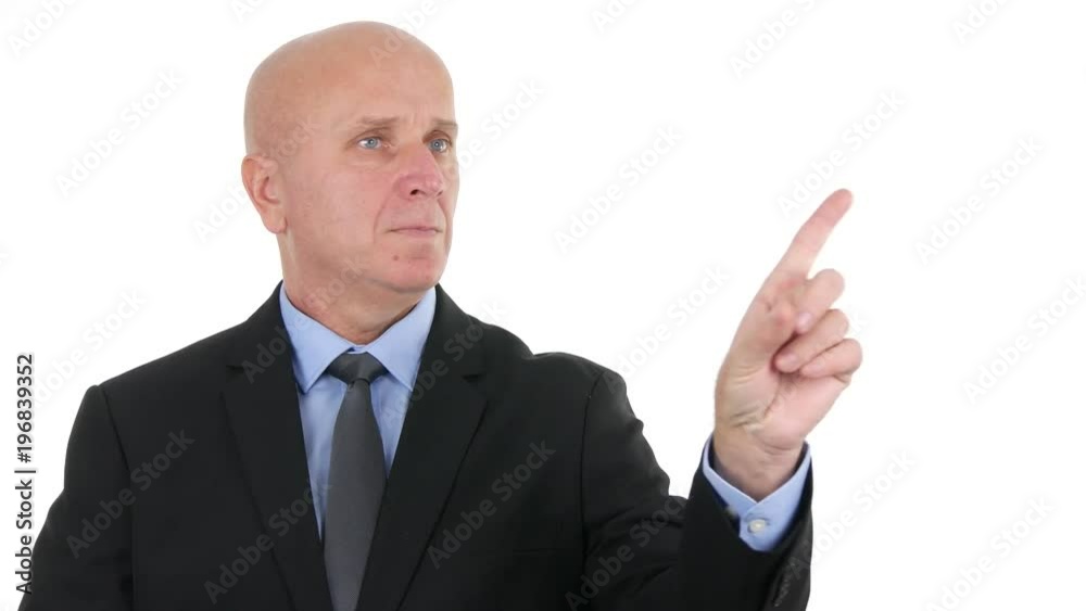 Confident Businessman Image Warning with a Serious Negation Finger Sign Confident Businessman Image Warning with a Serious Negation Finger Sign