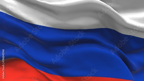 3d illustration of the Russian flag with the emblem fluttering in the wind