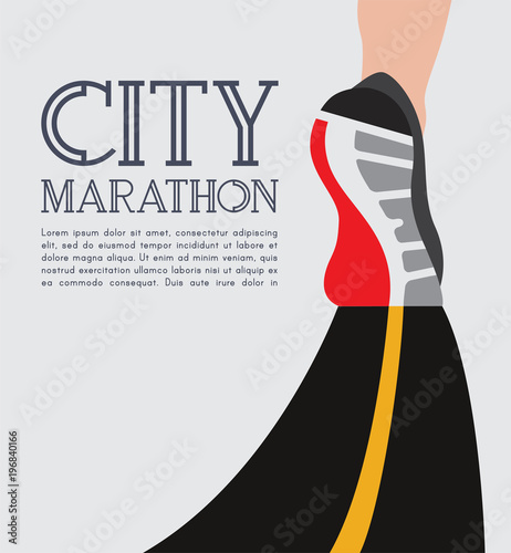 city running marathon. athlete runner feet running on road closeup. illustration vector