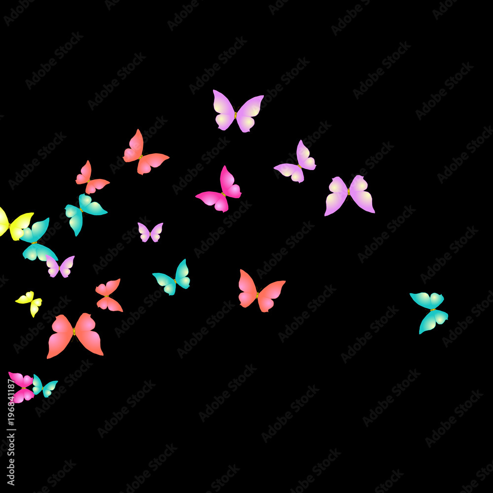 Summer Background with Colorful Butterflies. Simple Feminine Pattern for Card, Invitation, Print. Trendy Decoration with Beautiful Butterfly Silhouettes. Vector Background with Moth Summer Background with Colorful Butterflies. Simple Feminine Pattern for Card, Invitation, Print. Trendy Decoration with Beautiful Butterfly Silhouettes. Vector Background with Moth