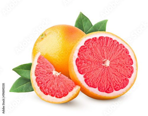Billede på lærred grapefruit isolated on white background, clipping path, full depth of field