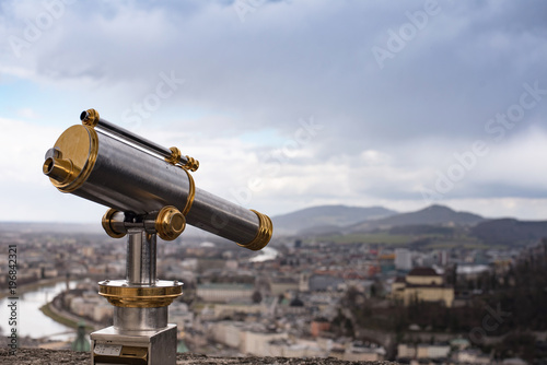 Sightseeing telescope above Salzburg