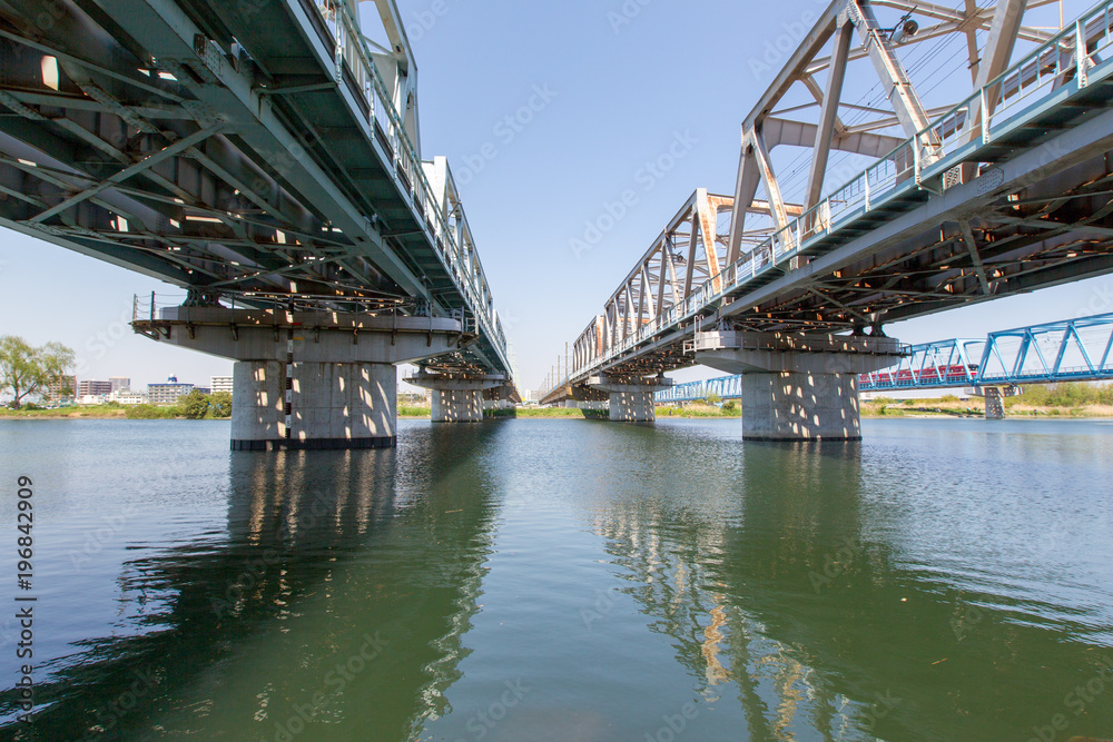 多摩川に架かる鉄橋