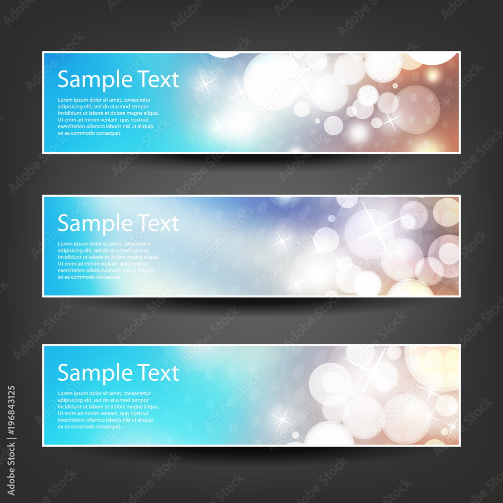 Set of Horizontal Banner Designs for Party, Christmas, New Year or Other Holiday Ad Templates