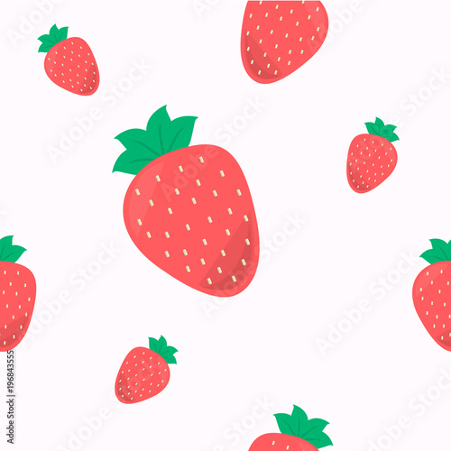 Seamless cute pattern with strawberry on orange background