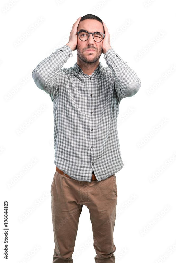 Young man with a gesture of depression Young man with a gesture of depression