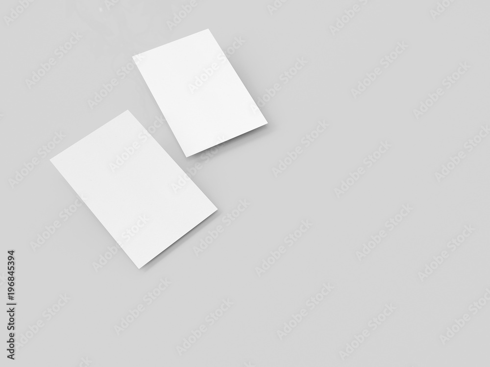 business card mock-up, 3d rendering, light gray background business card mock-up, 3d rendering, light gray background