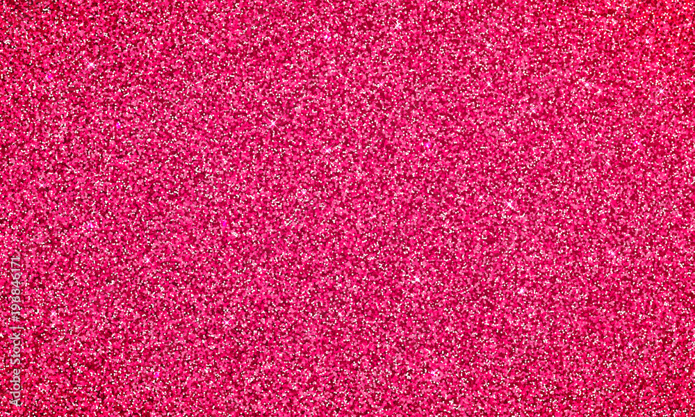 Pink glitter background texture banner. Vector pink glittery festive background for luxury gift card or holyday Christmas backdrop. Sparkle red confetti decoration design for premium design - obrazy, fototapety, plakaty 