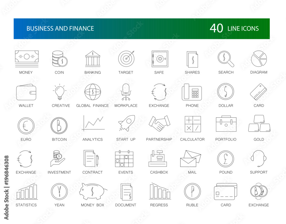 Line icons set. Business and Finance pack. Vector Illustration