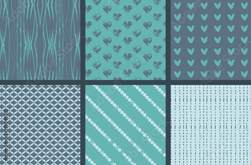 6 seamless patterns in blue colors
