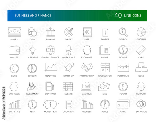 Line icons set. Business and Finance pack. Vector Illustration