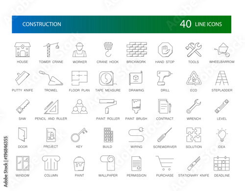 Line icons set. Construction pack. Vector Illustration
