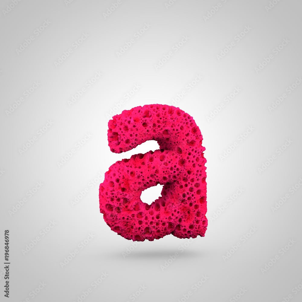 Pink sponge letter A lowercase isolated on white background. Pink sponge letter A lowercase isolated on white background.