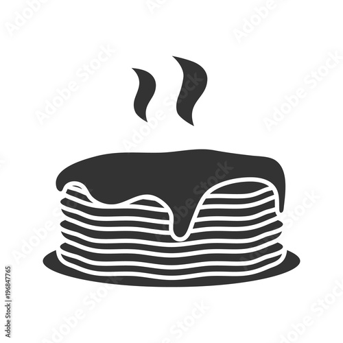 Fresh pancakes stack with jam or honey glyph icon