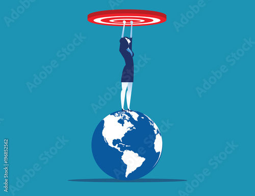 Target on global investment. Concept business vector illustration.