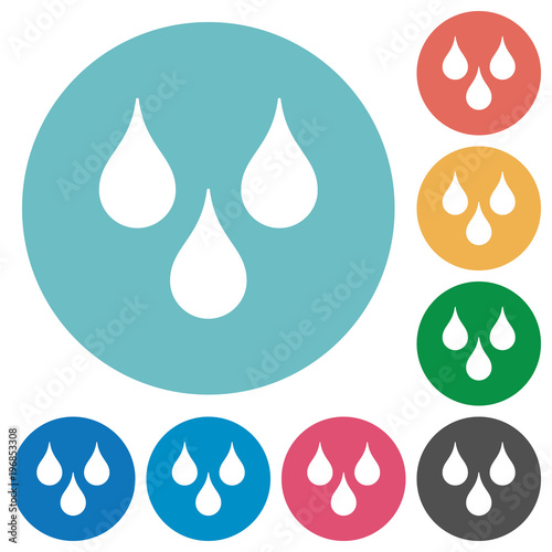 Water drops flat round icons