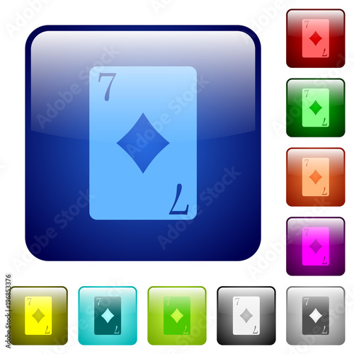 Seven of diamonds card color square buttons