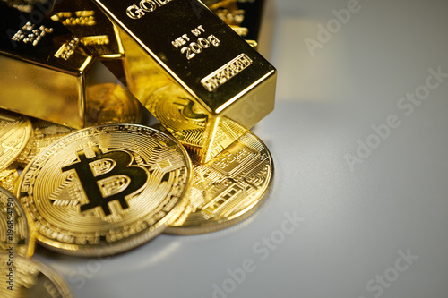 Bitcoin and gold background