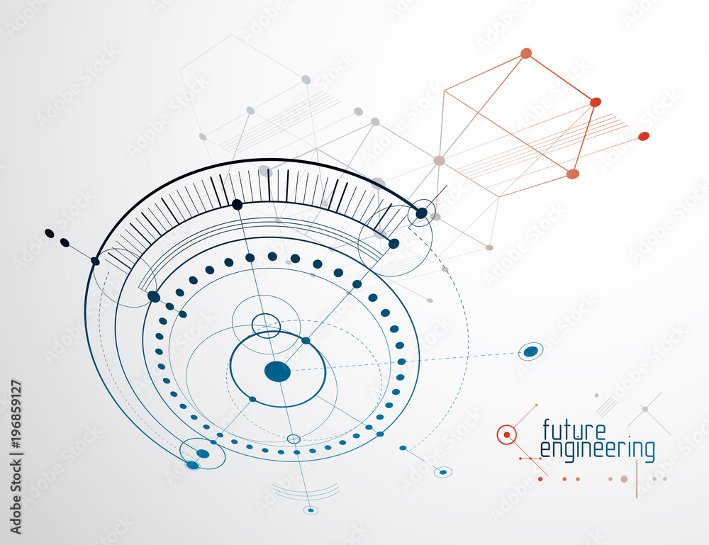 Engineering technological vector wallpaper made with circles and lines. Modern geometric composition can be used as template and layout. Abstract technical background. Engineering technological vector wallpaper made with circles and lines. Modern geometric composition can be used as template and layout. Abstract technical background.
