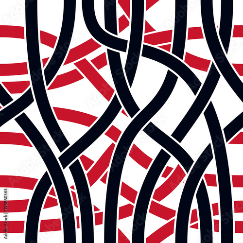 Tangled curvy lines seamless pattern, vector repeat endless background, artistic stripes trendy tiling wallpaper motif. Usable for fabric, wallpaper, wrapping, web and print.