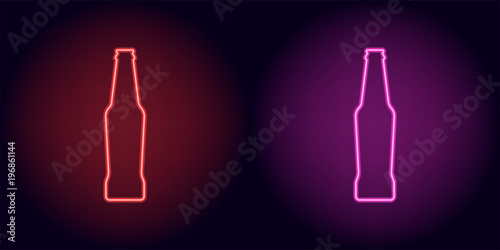 Red and pink neon beer bottle