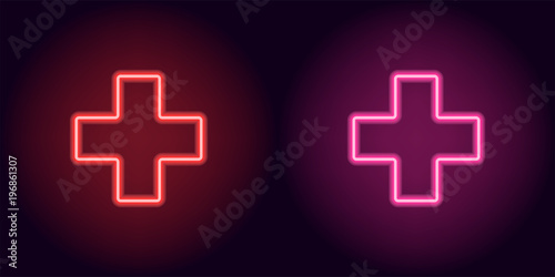 Pink neon medical cross