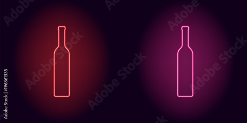 Red and pink neon wine bottle