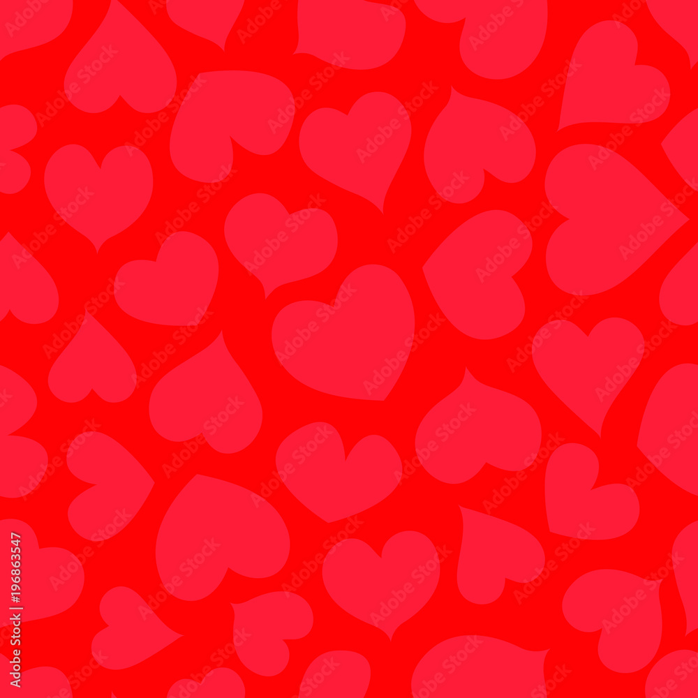 Red hearts background, seamless pattern.