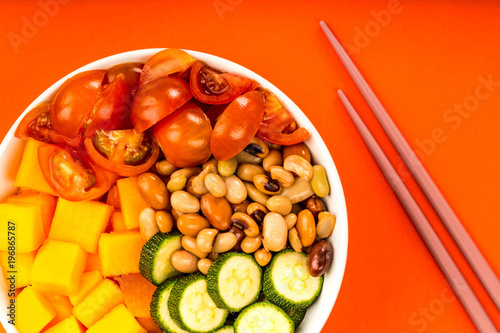 Vegan Or Vegetarian Sweet Potato And Beans Buddha Bowl photo