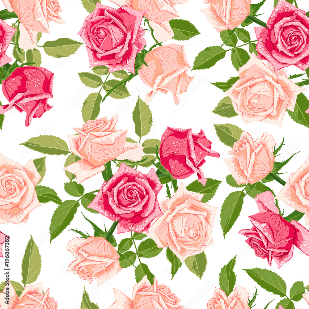 Seamless floral pattern with roses. Seamless floral pattern with roses.