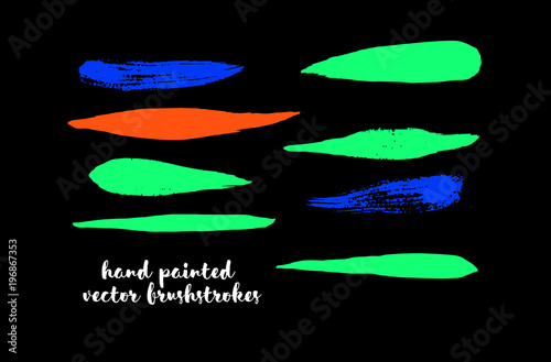 Graffiti Lines. Hand Painted Blue Buttons, Turquoise Highlights. Vector Brushstrokes or Banners. Textured Doodles or Smears. Background Colorful Swatch Collection Vintage Logo Element. Scribble Paint