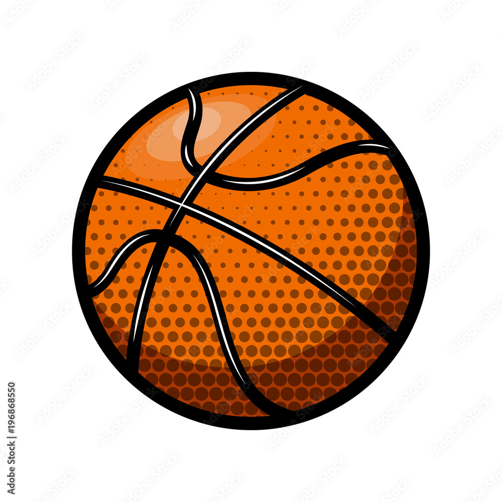 Fototapeta premium Basketball ball illustration isolated on white background. Design element for logo, label, emblem, sign.