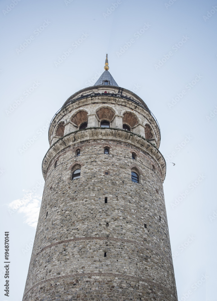 Historical place old Galata tower in Istanbul