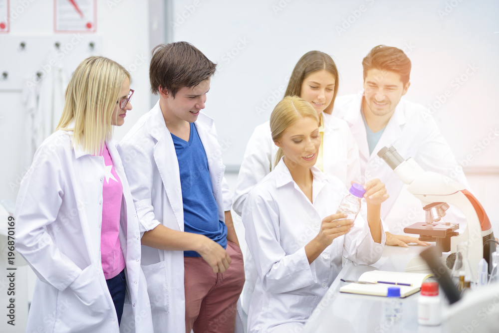 group of the students working at the laboratory group of the students working at the laboratory