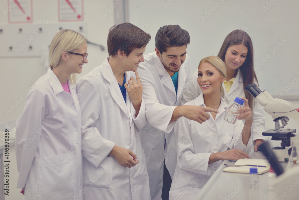 group of the students working at the laboratory group of the students working at the laboratory